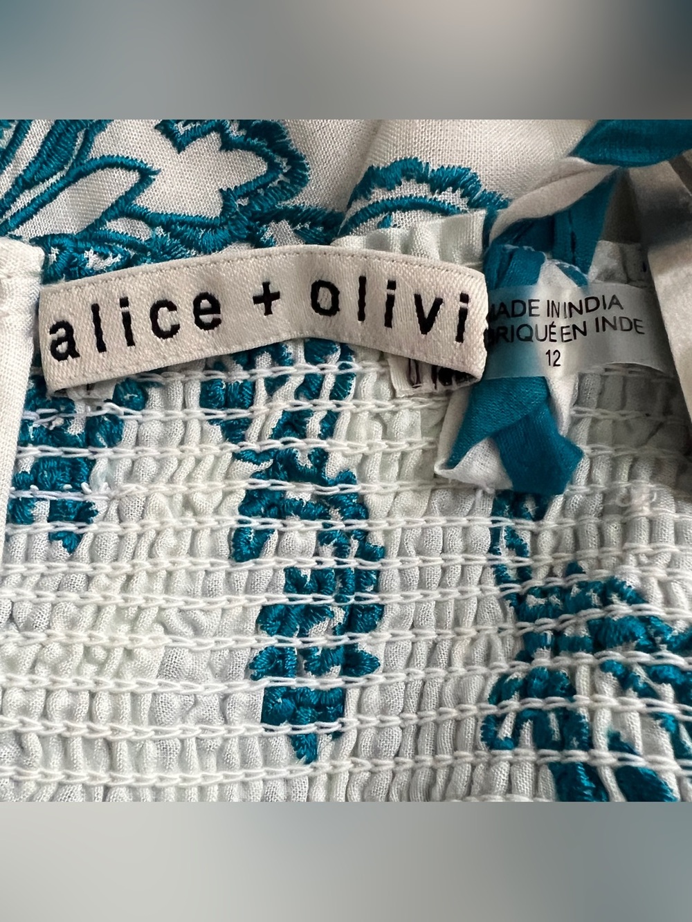 ALICE + OLIVIA KHIRA EMBROIDERED TIERED MINI DRESS, SIZE 12. - Picture 9 of 16